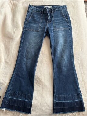HIDDEN jeans Flared Dark Blue Women's Jeans with Front Patch Pockets